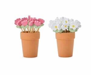 NEW TWO'S COMPANY garden blooms cocktail picks in a pot in brown